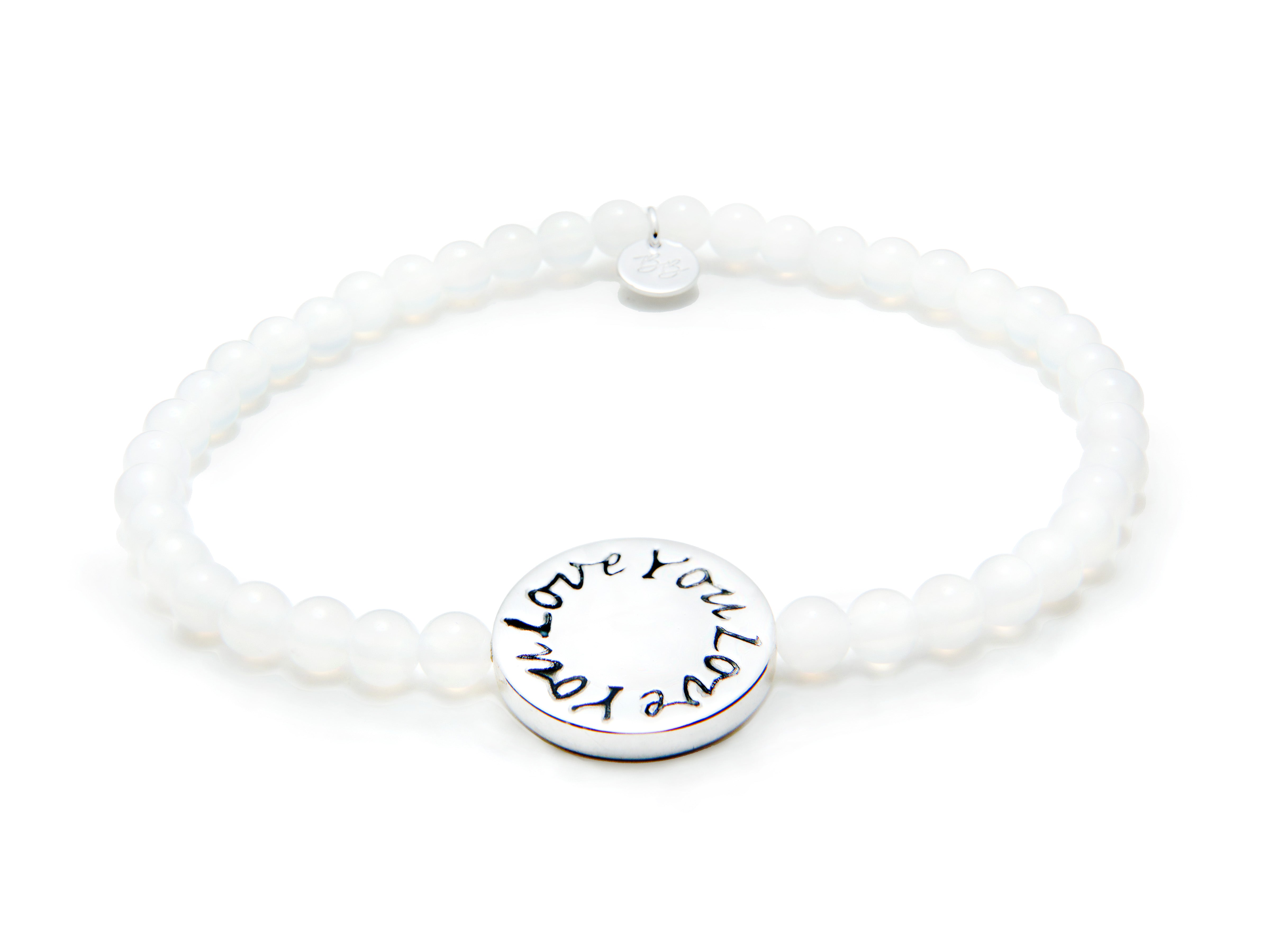 Love You - White Agate Sterlin Beaded Bracelet