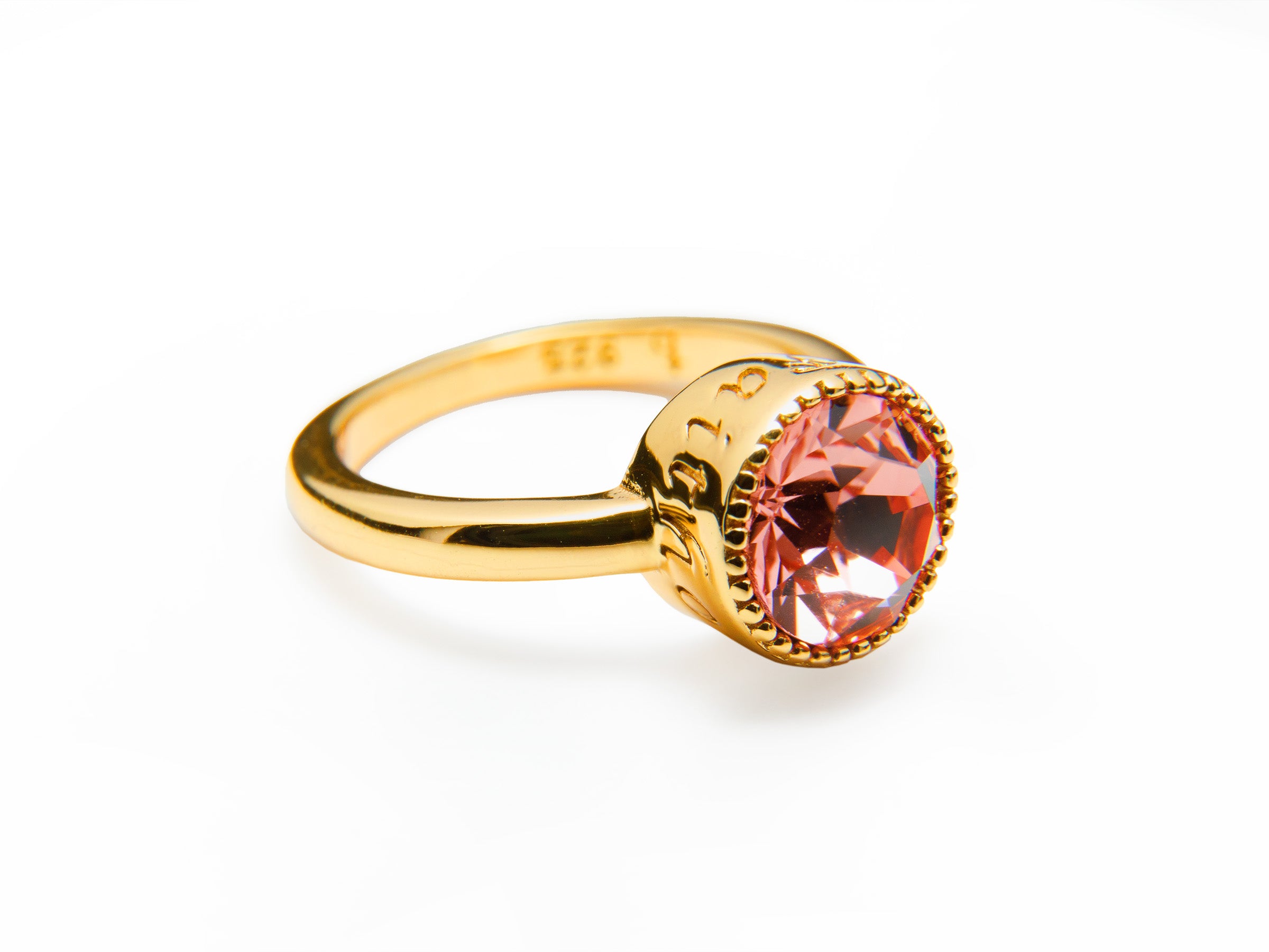 Faith Over Fear Ring - 14k Gold over Sterling Peachy Rose Swarovski Crystal