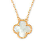 Gold Clover & Pearl Necklace with Healed Charm”