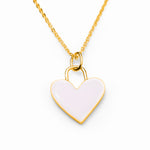 "Pink Enamel Worthy Gold Necklace" - Back