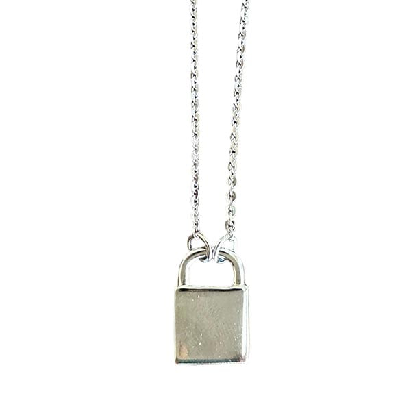 Sterling Silver Padlock Charm Necklace